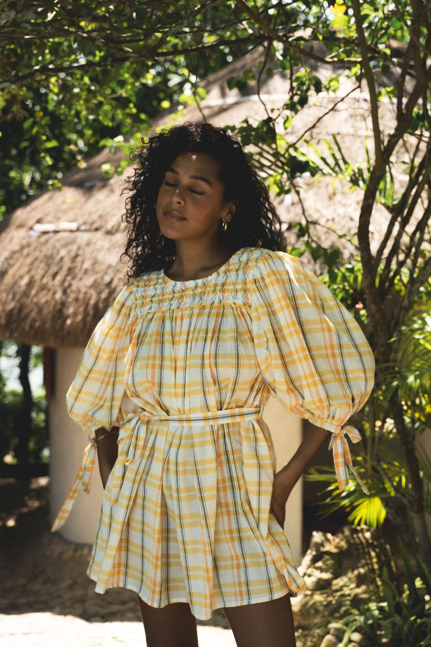 Freya Dress ~ Honeycomb Plaid - Image 3