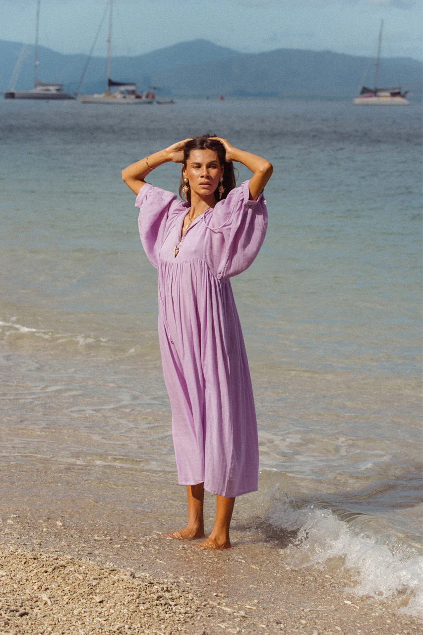 Kyra Midi Dress ~ Lilac Gauze