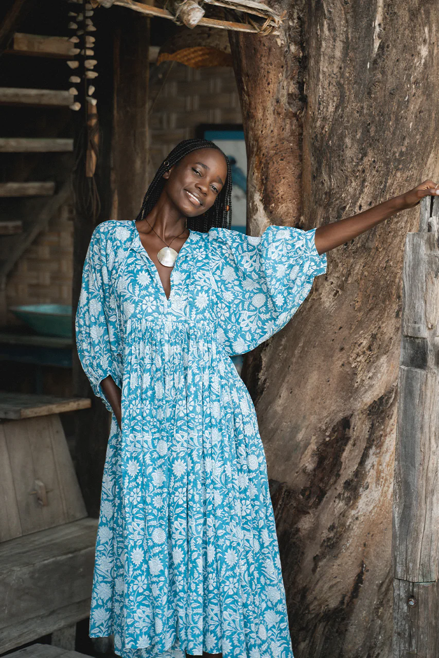 Kyra Midi Dress ~ Ocean Blue - Image 6